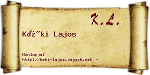 Kéki Lajos névjegykártya