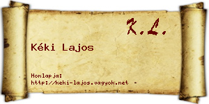 Kéki Lajos névjegykártya